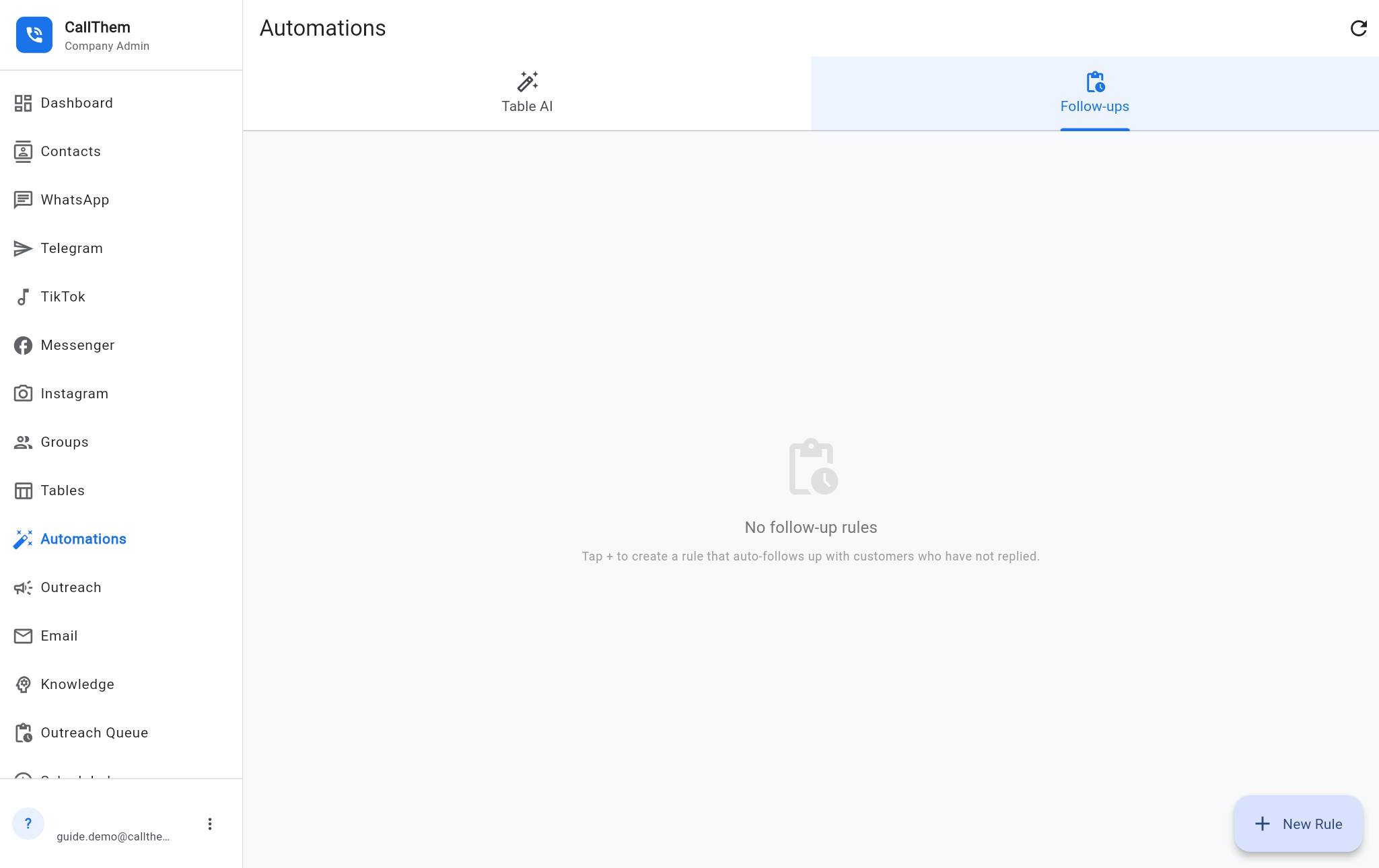 The Follow-ups tab