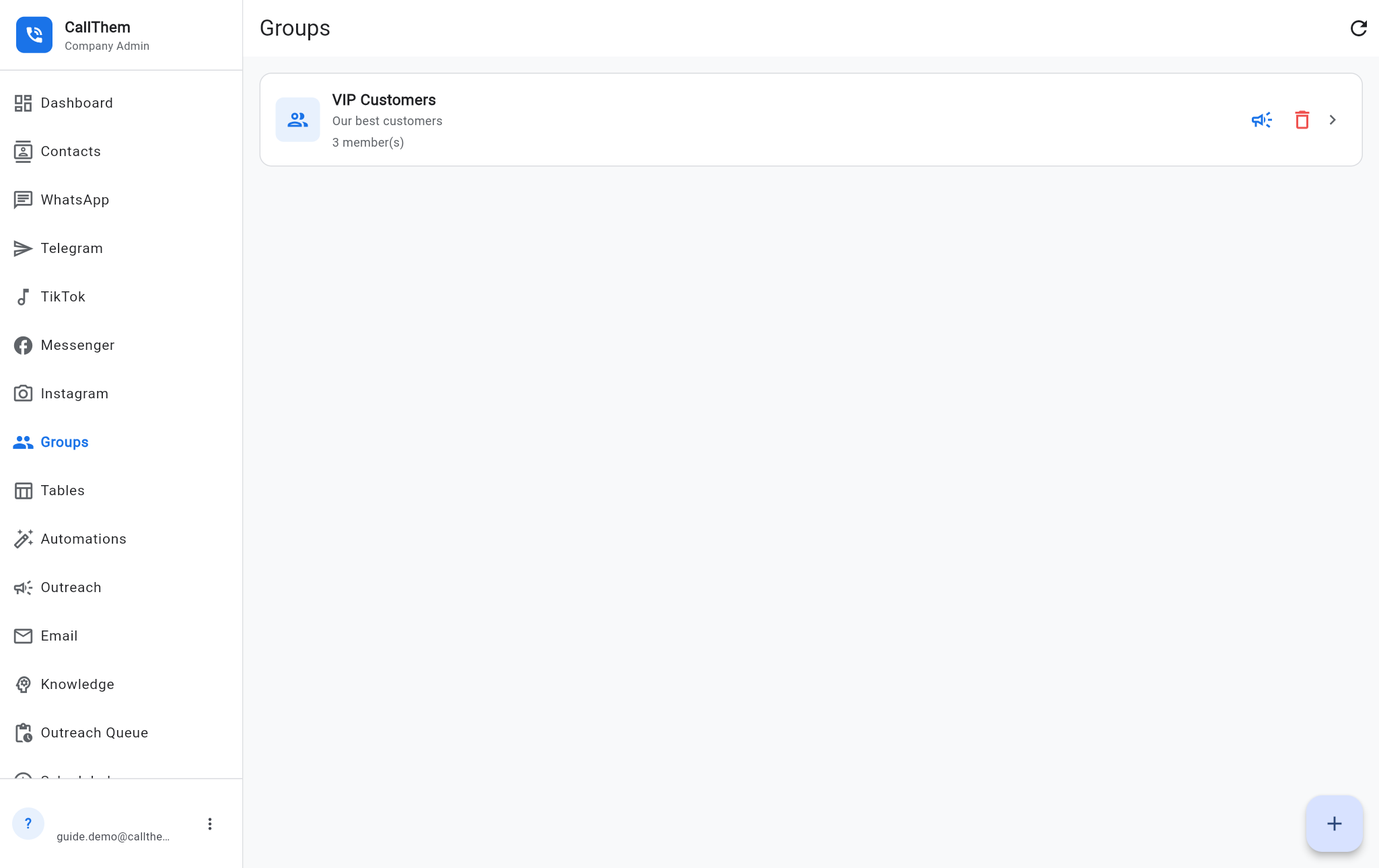 The groups list