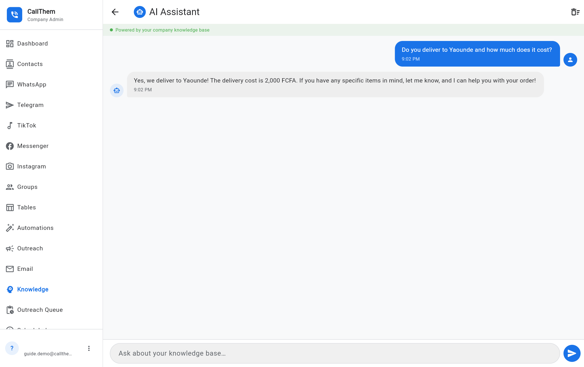 AI Chat answering from the Instructions
