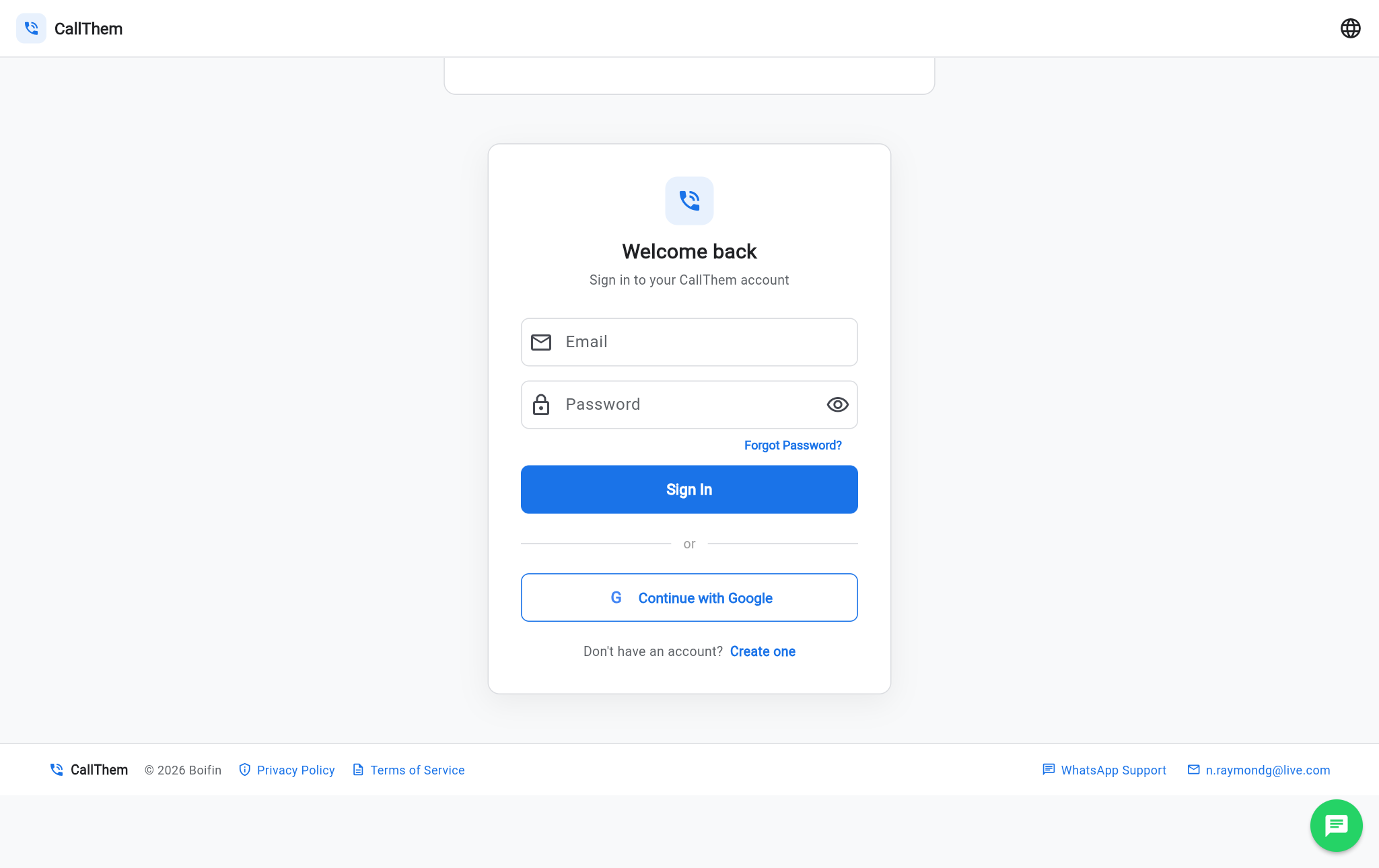 The sign-in form