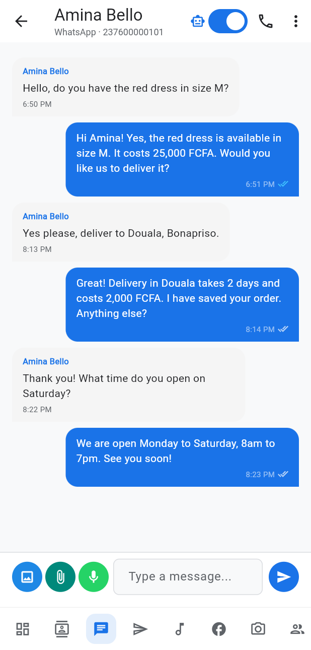 The same chat on a phone