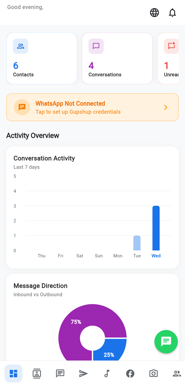 The dashboard on a phone