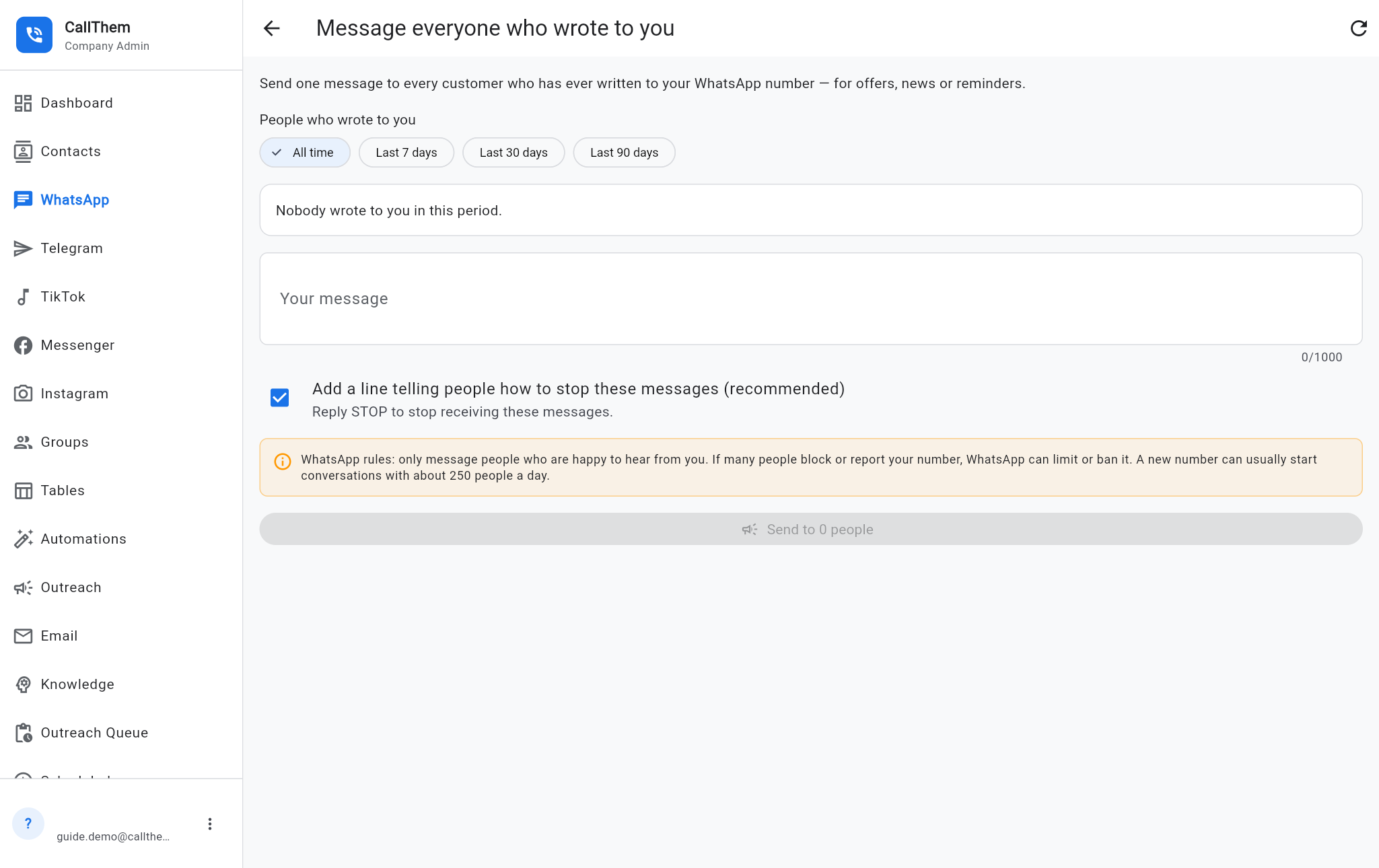 Message everyone who wrote to you